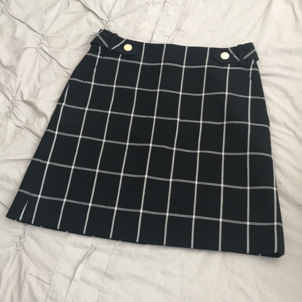 Loft Black White Check Skirt Size 0